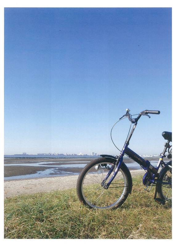 自転車で。